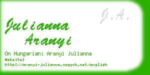 julianna aranyi business card